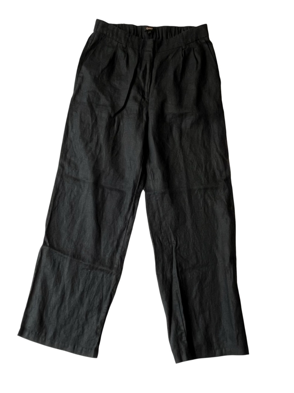 Quince 100% Linen pants 8 Wide leg straight Black Relaxed loose fit Womens FLAW